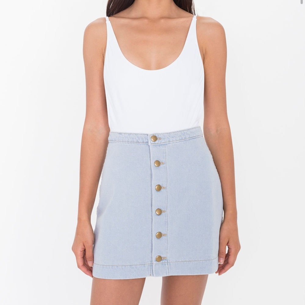 American Apparel Light Wash Denim ALine Skirt Sz M